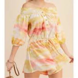 KORI yellow and pink Tie Dye Romper